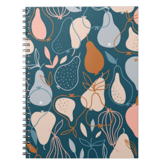 Caderno Espiral Pear na moda: Padrão Escandinavo Escuro
