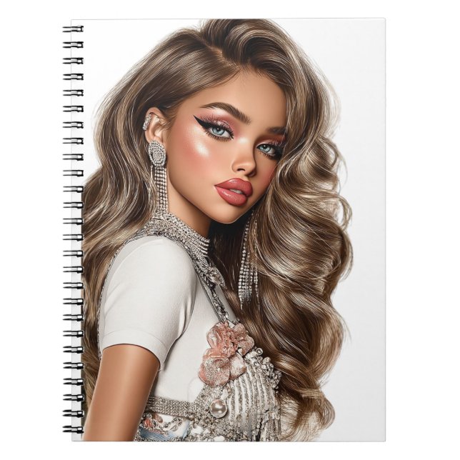 Caderno Espiral Pearl & Rhinestone Glam Girl Spiral Photo Notebook (Frente)