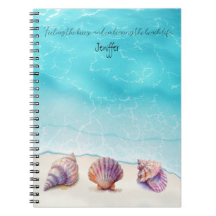 Caderno Espiral Pearls De Praia Tropical Elegante Náutica