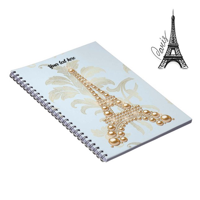 Caderno Espiral Pearls Dourados Pocket de Torre Eiffel (Criador carregado)