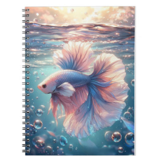 Caderno Espiral Pearly Halfmoon betta fish style