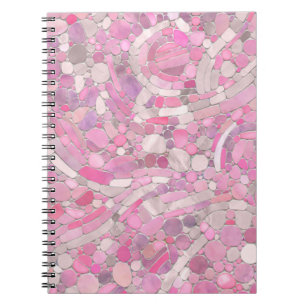 Caderno Espiral Pebbles Mosaico Art - Rosa Blush Pink