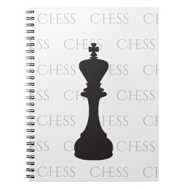Caderno Espiral Peça Clássica Chess King Preta Moderna, Branca (Frente)