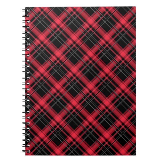 Caderno Espiral Peça riscada com xadrez sem costura com tartan (Frente)
