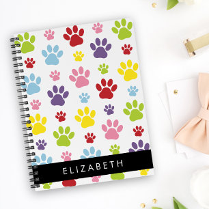 Caderno Espiral Peças Coloridas, Padrões De Pata, Patas De Cachorr