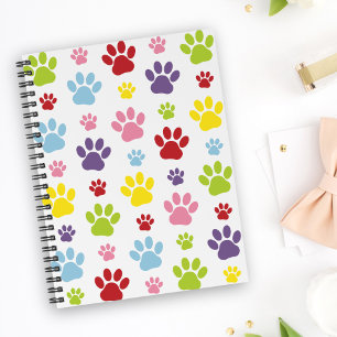 Caderno Espiral Peças Coloridas, Padrões De Pata, Patas De Cães, I