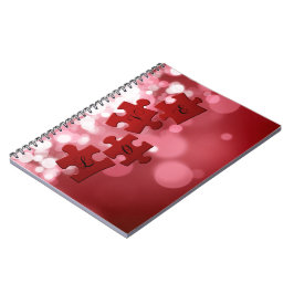 Caderno Espiral Peças de Quebra-cabeça de Script de Amor
