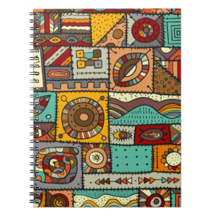 Caderno Espiral Pedaços de tecido costurados num estilo de retalh