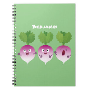 Caderno Espiral Pedra de desenho animada de verduras e legumes