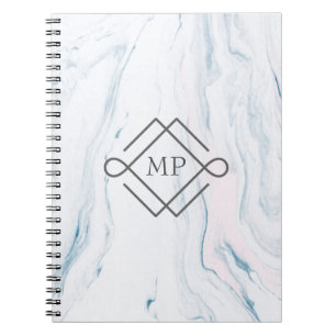 Caderno Espiral Pedra de mármore Pastel Monogrammed