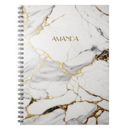 Caderno Espiral Pedra-mármore branca-abstrato-negra