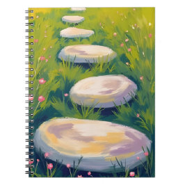 Caderno Espiral Pedras de Jardim Pintura em Aquarela