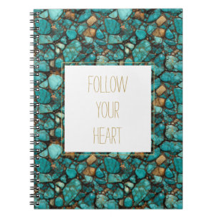 Caderno Espiral Pedras Turquesas