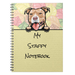 Caderno Espiral Peeking Cute Staffy, castanho claro, notebook