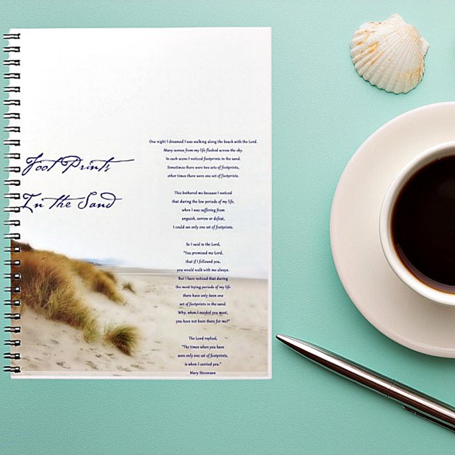 Caderno Espiral pegadas na areia (Criador carregado)