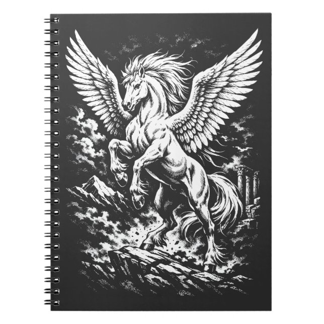 Caderno Espiral Pégaso — Arauto Alado da Tempestade (Frente)