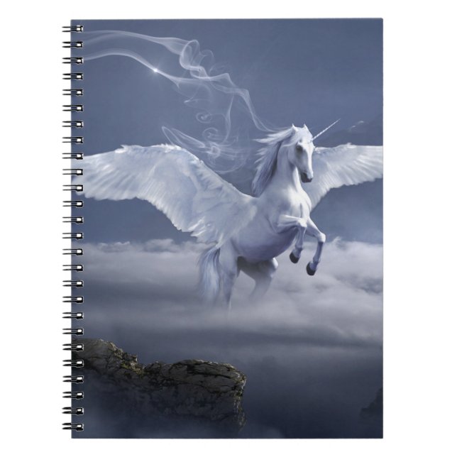 Caderno Espiral Pegasus Mythic Voando Unicórnio (Frente)