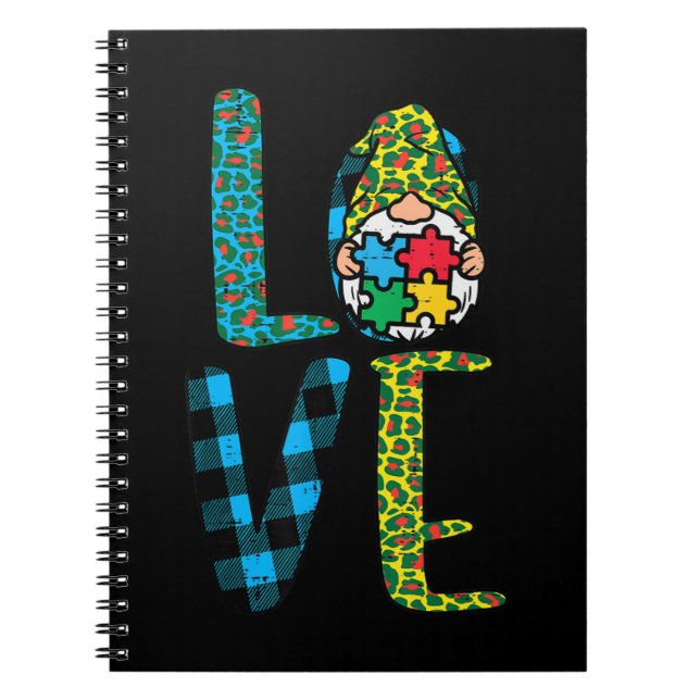 Caderno Espiral Pegue essa Xadrez-leopardo fofa Ama o Nórdico Gnom (Frente)