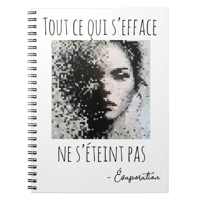 Caderno Espiral Peinture visage noir et blanc en pixel  (Frente)