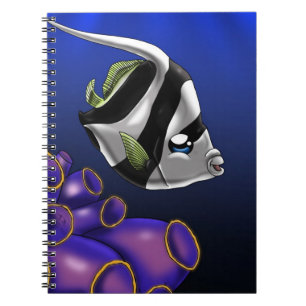 Caderno Espiral Peixe branco e preto