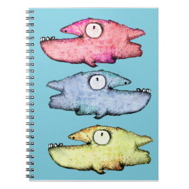 Caderno Espiral Peixe de dentes feliz e colorido no mar