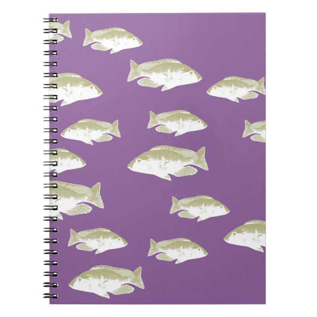 Caderno Espiral Peixe em roxo (Frente)