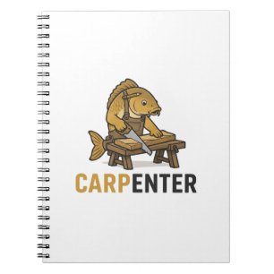Caderno Espiral Peixe Engraçado Carpinteiro Pun Animal