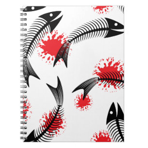 Caderno Espiral peixe-esqueleto de halloween