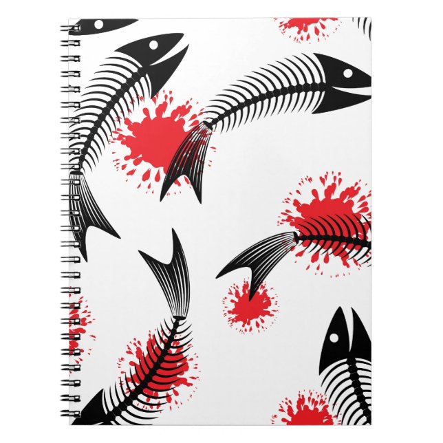 Caderno Espiral peixe-esqueleto de halloween (Frente)