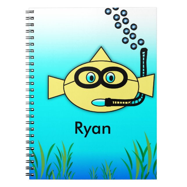 Caderno Espiral Peixe Snorkel com Nome (Frente)