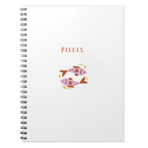 Caderno Espiral Peixes Brancos, zodíaco, impressão de signo estela