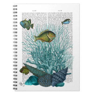 Caderno Espiral Peixes, Cascas Azuis e Corais