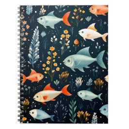 Caderno Espiral Peixes De Animais Marinhos Do Oceano E Do Mar Subm