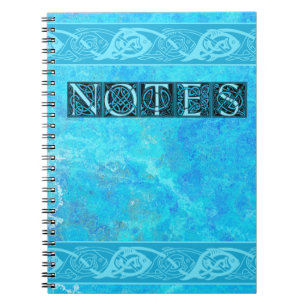 Caderno Espiral Peixes de Knotwork Celta em Azul