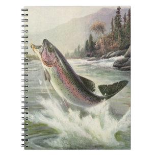 Caderno Espiral Peixes De Trutas Arco-Íris Vintage, Pesca Pescador