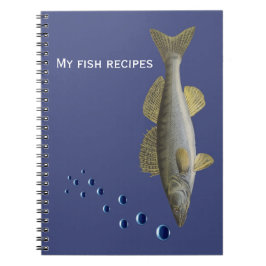 Caderno Espiral Peixes e bolhas para pescadores ou chefs