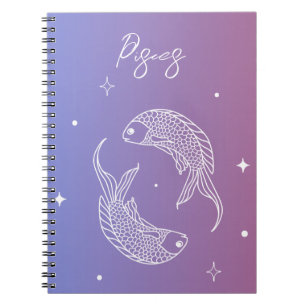 Caderno Espiral Peixes gradiente de sinal de estrela do horóscopo