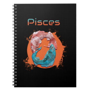 Caderno Espiral Peixes Peixes Zodíaco Horóscopo Signo de Água Astr