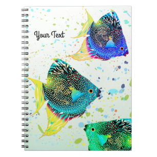 Caderno Espiral Peixes Tropicais Coloridos