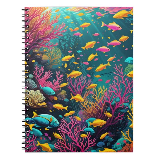 Caderno Espiral Peixes tropicais pop art (Frente)