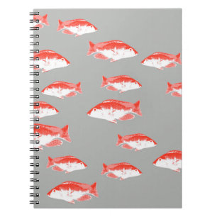 Caderno Espiral Peixes vermelhos e cinzas