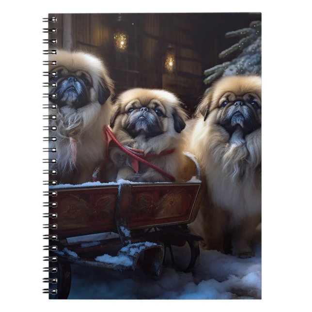 Caderno Espiral Pekingese Christmas Fesason Season (Frente)