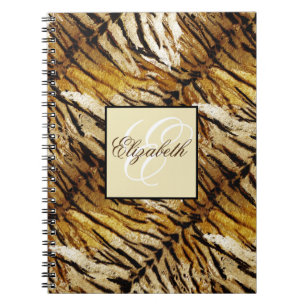 Caderno Espiral Pele de tigre, monograma, na moda, tigre, striping