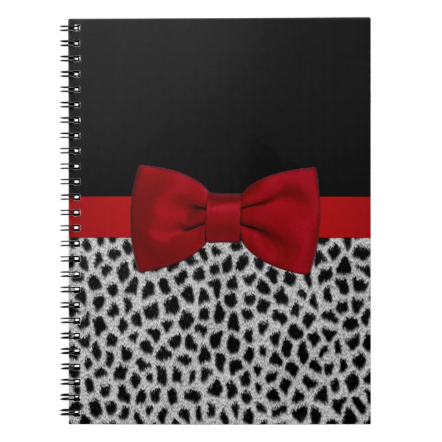 Caderno Espiral Pele-leopardo branca e branca elegante (Frente)