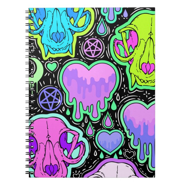 Caderno Espiral Peles de gatos trippy (Frente)