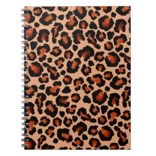 Caderno Espiral Peles de leopardo, aquarela, fundo sem costura.