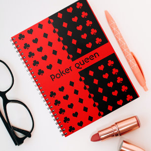 Caderno Espiral Peles, espadas, corações, diamantes - rainha do pô