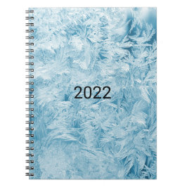 Caderno Espiral penas azuis abstratas e flocos de neve