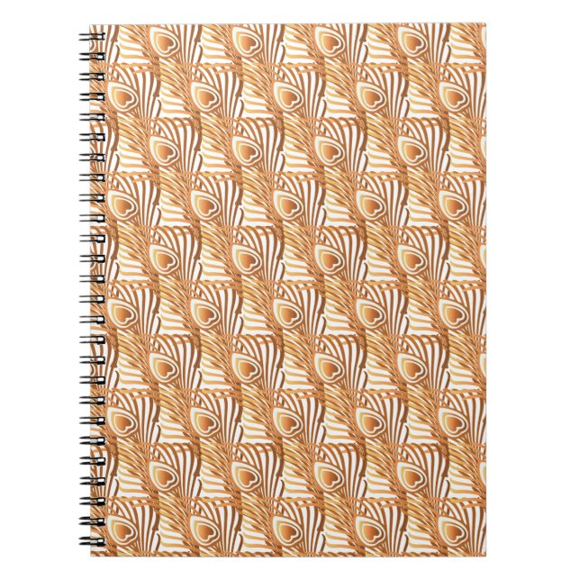 Caderno Espiral Penas de pavão-sol art nouveau design (Frente)
