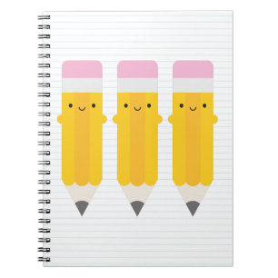 Caderno Espiral Pencils Felizes Kawaii